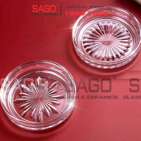  LG-755303(753) - Dĩa Lót Thủy Tinh Lucky Diamond Coaster 8.4cm | Nhập Khẩu Thái Lan 