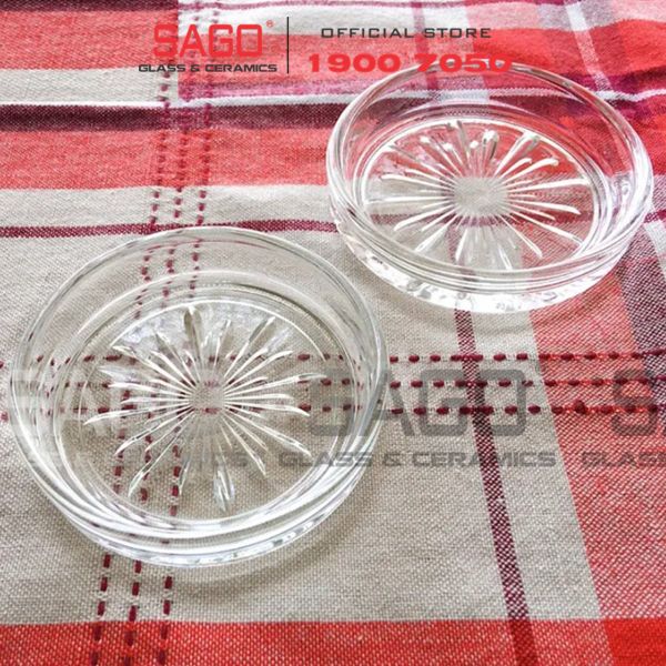  LG-755203(752) - Dĩa Lót Thủy Tinh Lucky Stellar Coaster 8.4cm | Nhập Khẩu Thái Lan 
