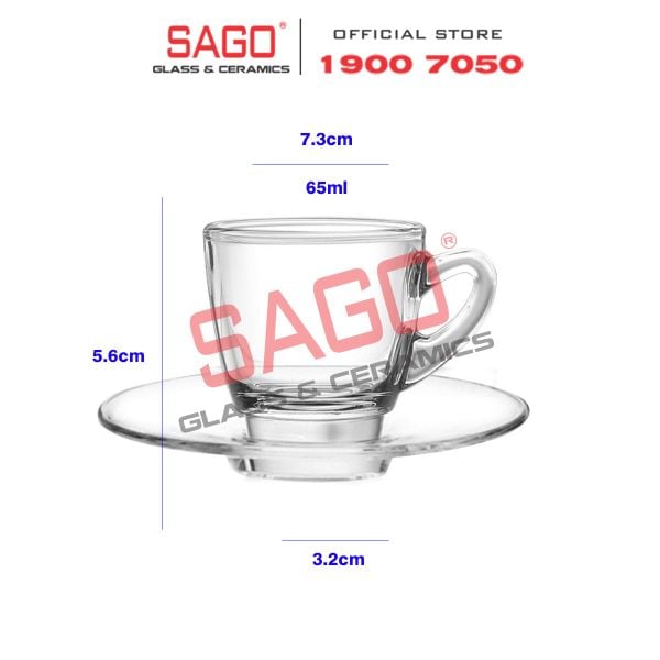  Ocean ( P01642 + P01672 ) - Bộ Tách Thủy Tinh Ocean CAFE Kenya Espresso Cup 65ml ( Tách + Dĩa ) | Nhập Khẩu Thái Lan 