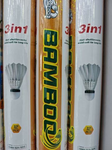  Quả Cầu Lông Bamboo 3IN1 Vàng - Ống 12 Quả 