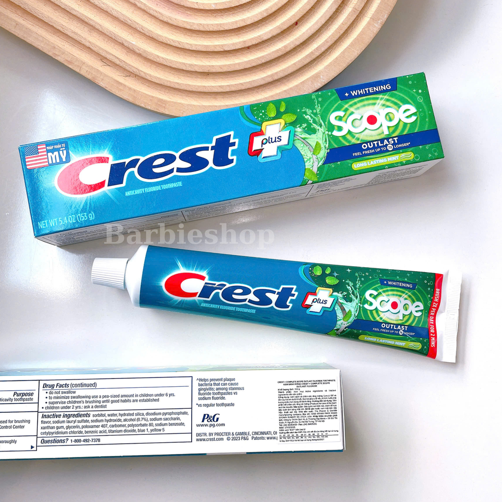 Kem Đánh Răng Trắng Răng Hiệu Quả CREST 3D White Advanced Triple Whitening & Ultra Vivid Mint 135G 147G 153G