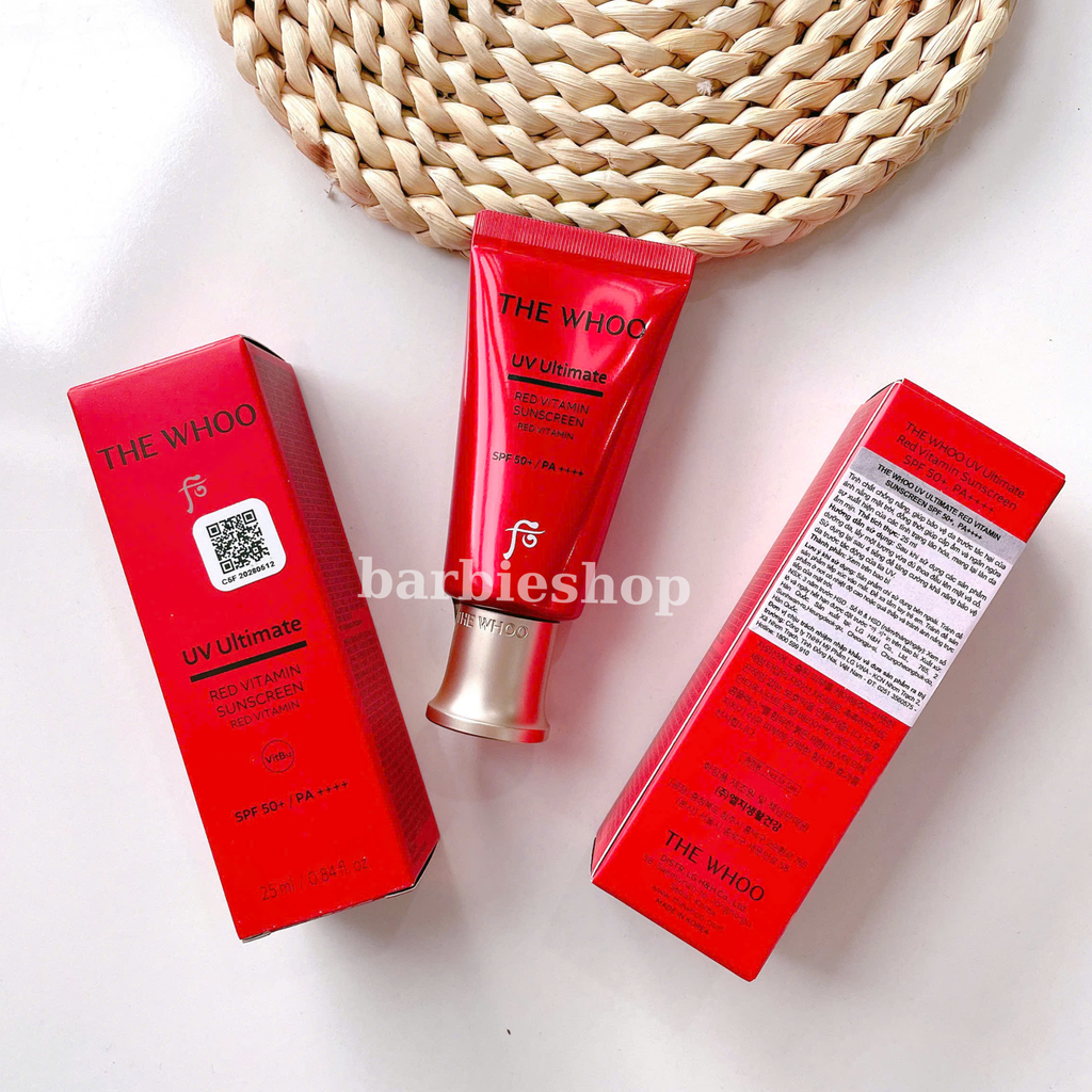 [ Tem LG ] Set Kem Chống Nắng The Whoo UV Ultimate Red Vitamin Sunscreen SPF 50+ PA++++ (3 món)