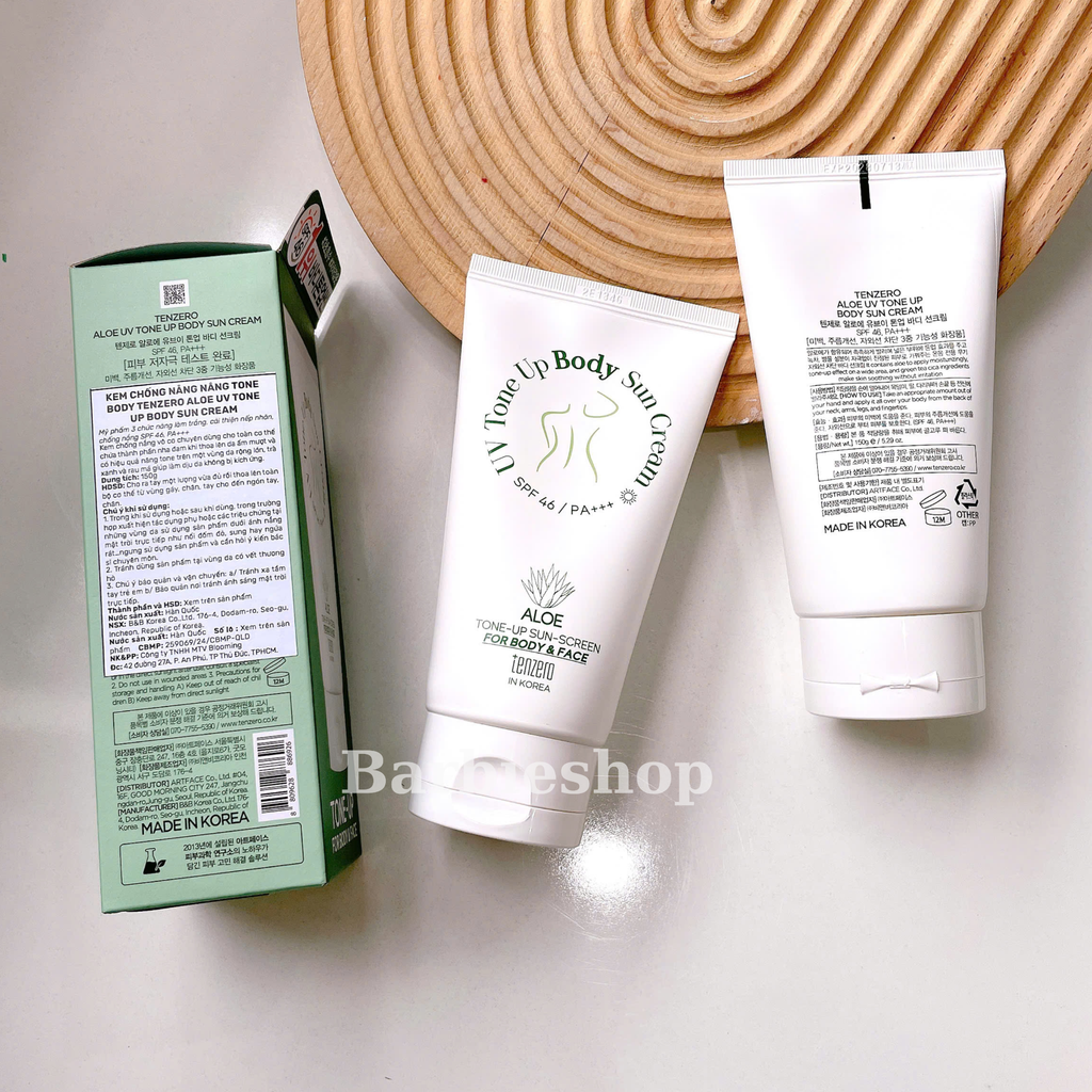 Kem chống nắng toàn thân Tenzero Aloe UV Tone-Up 150g (SPF 46 / PA + + +)