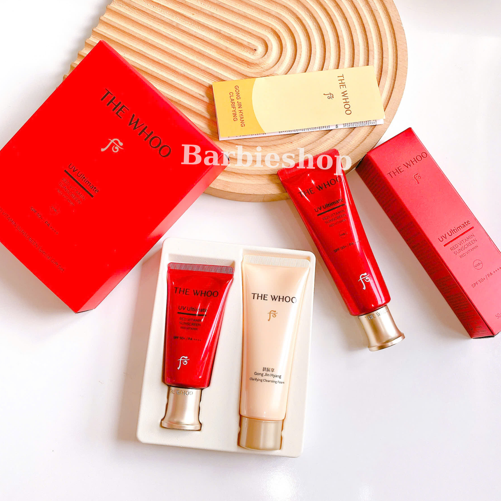 [ Tem LG ] Set Kem Chống Nắng The Whoo UV Ultimate Red Vitamin Sunscreen SPF 50+ PA++++ (3 món)