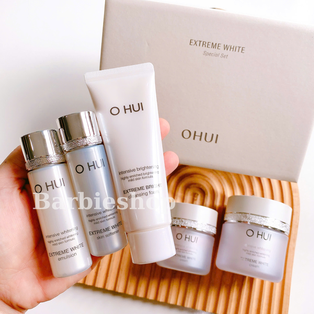 Set Dưỡng Trắng Da Ohui Extreme White MelaToning Dark Spot Ampoule Essence - Cream 2pcs Special Set
