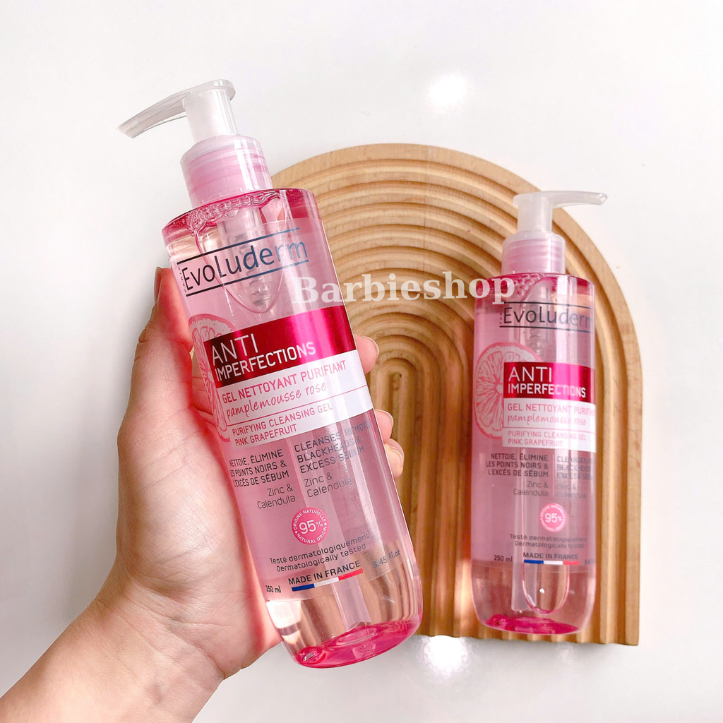 Gel rửa mặt Evoluderm Anti Imperfections Purifying Cleansing Gel Pink Grapefruit ZinC & Calendula 250ml