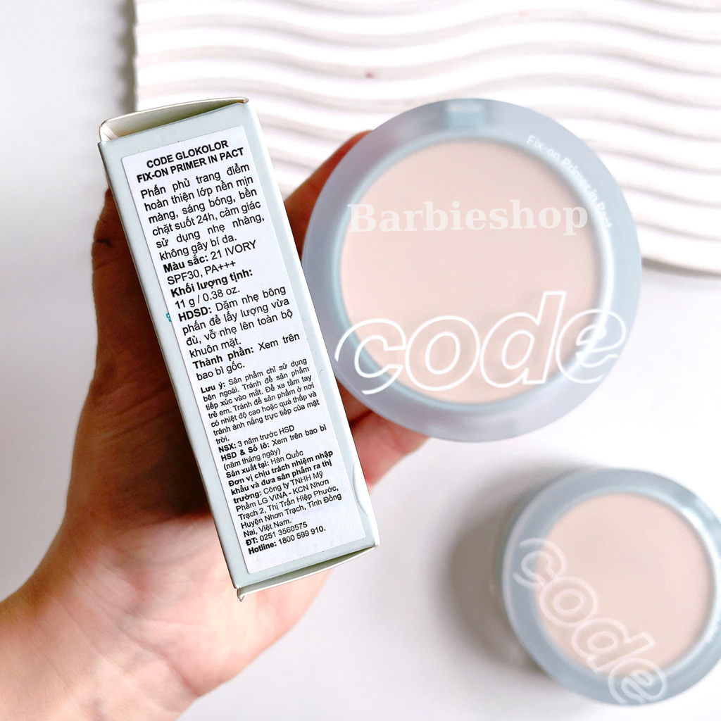 Phấn Phủ Nén Code GloKolor Oil Cut Pact 8g / Fix-On Primer In Pact 11g