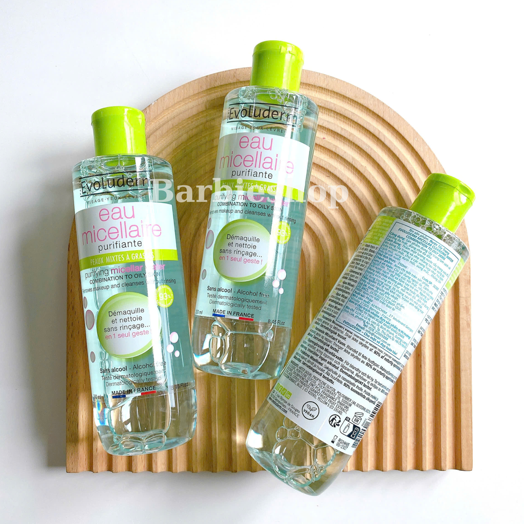Nước Tẩy Trang Evoluderm Eau Micellaire 250ml - 500ml ( Hồng , Xanh Lá, Đỏ )