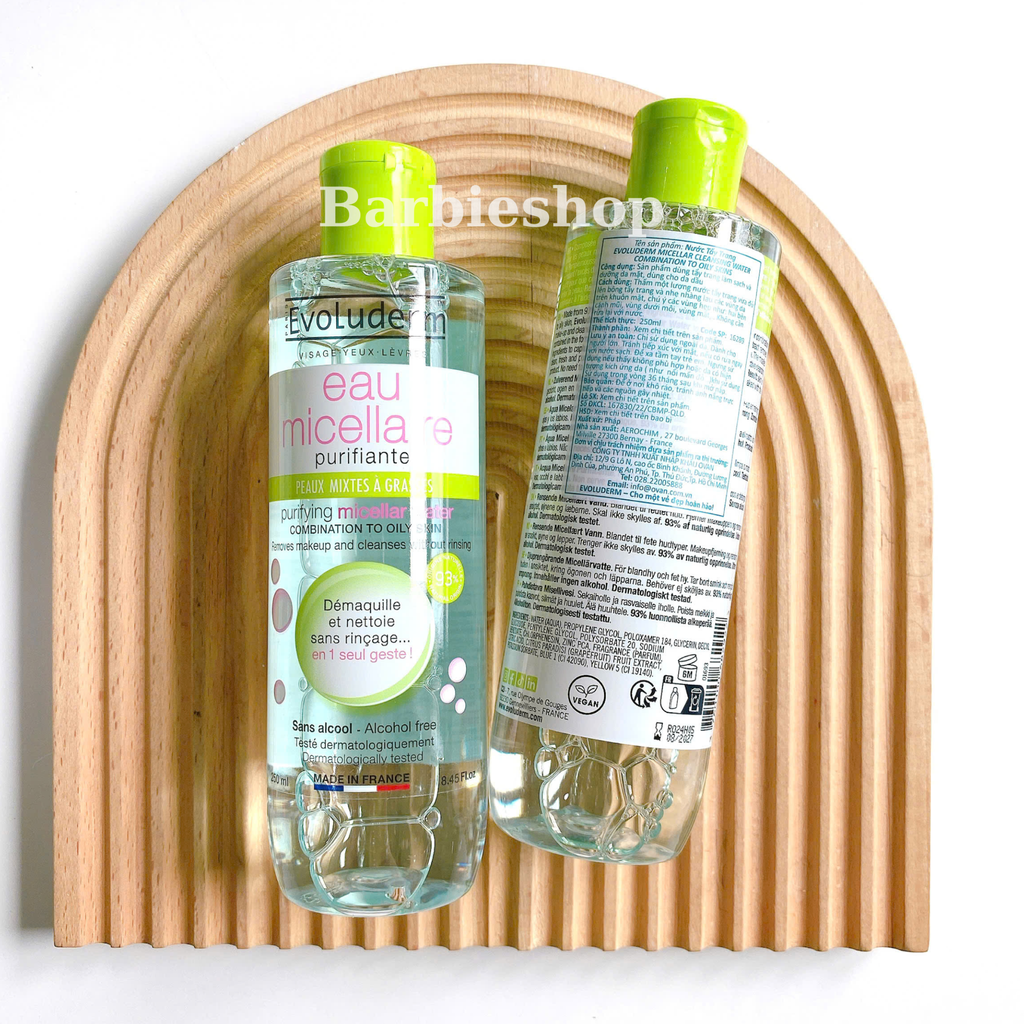 Nước Tẩy Trang Evoluderm Eau Micellaire 250ml - 500ml ( Hồng , Xanh Lá, Đỏ )