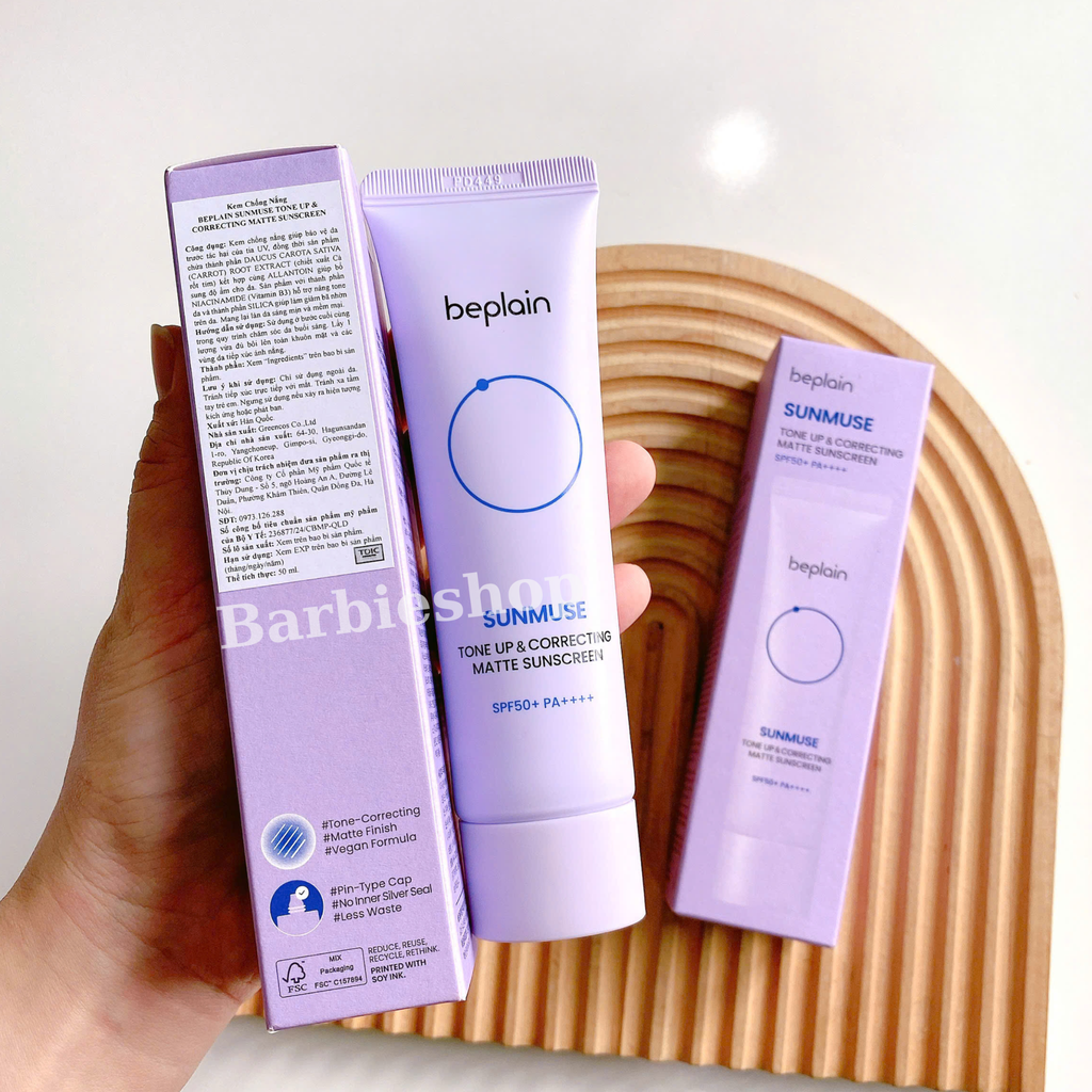 Kem Chống Nắng Beplain Sunmuse Nâng Tone - Kiềm Dầu - Dưỡng Ẩm - Tone Up SPF50+++ 50ml