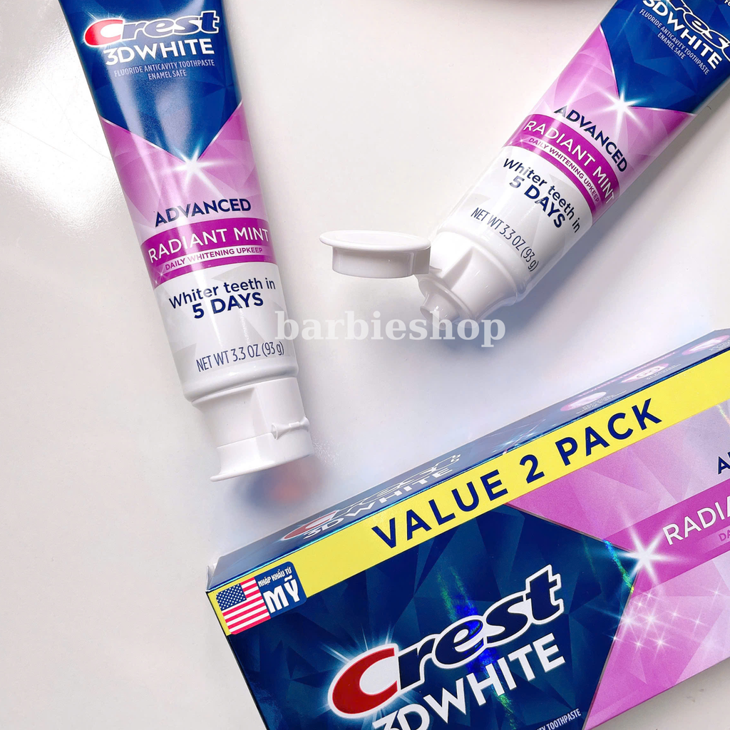 Kem Đánh Răng Trắng Răng Hiệu Quả CREST 3D White Advanced Triple Whitening & Ultra Vivid Mint 135G 147G 153G