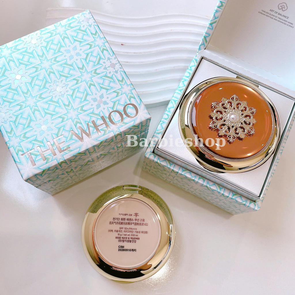 [Kèm Lõi và Cọ ] Set Phấn Nước Tái Sinh Whoo Cheongidan Radiant Essence Cushion SPF50+/PA+++ 15gx2 [ Tem LG ]