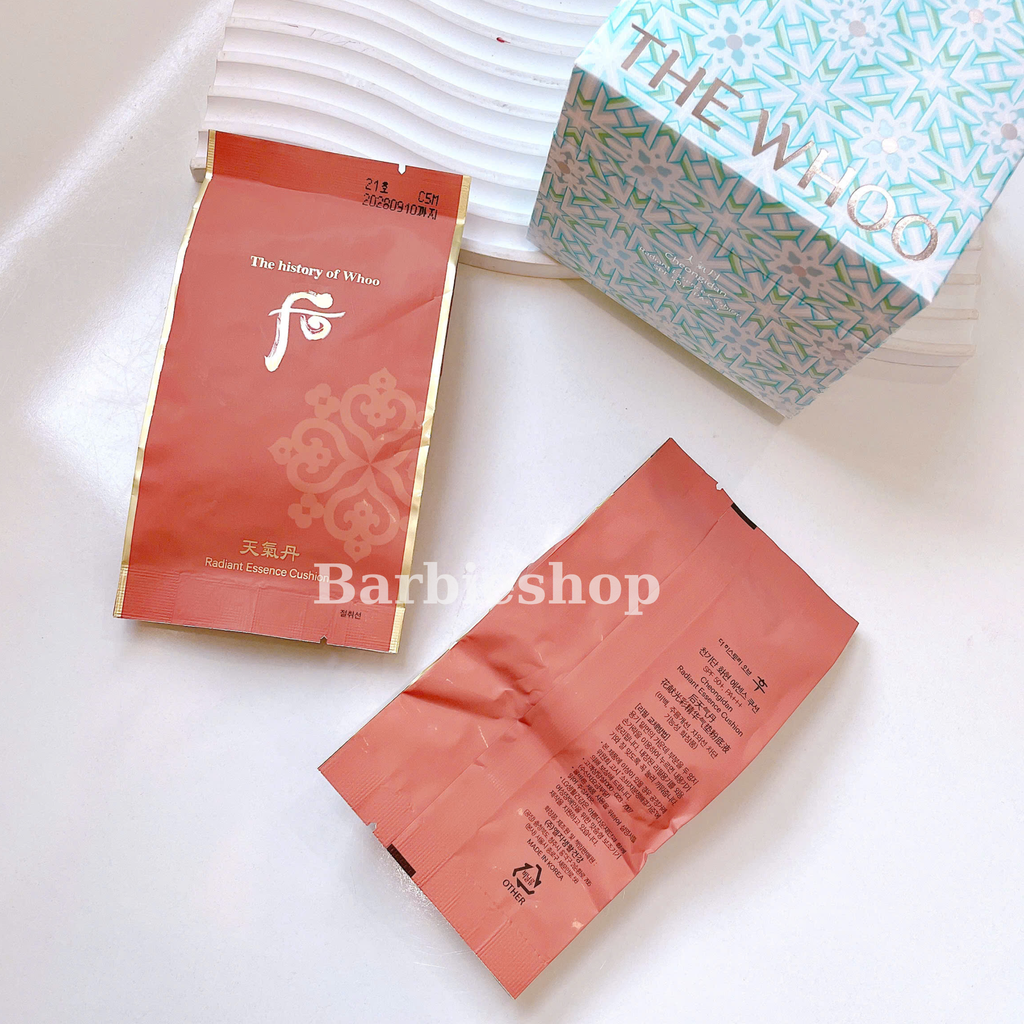 [Kèm Lõi và Cọ ] Set Phấn Nước Tái Sinh Whoo Cheongidan Radiant Essence Cushion SPF50+/PA+++ 15gx2 [ Tem LG ]