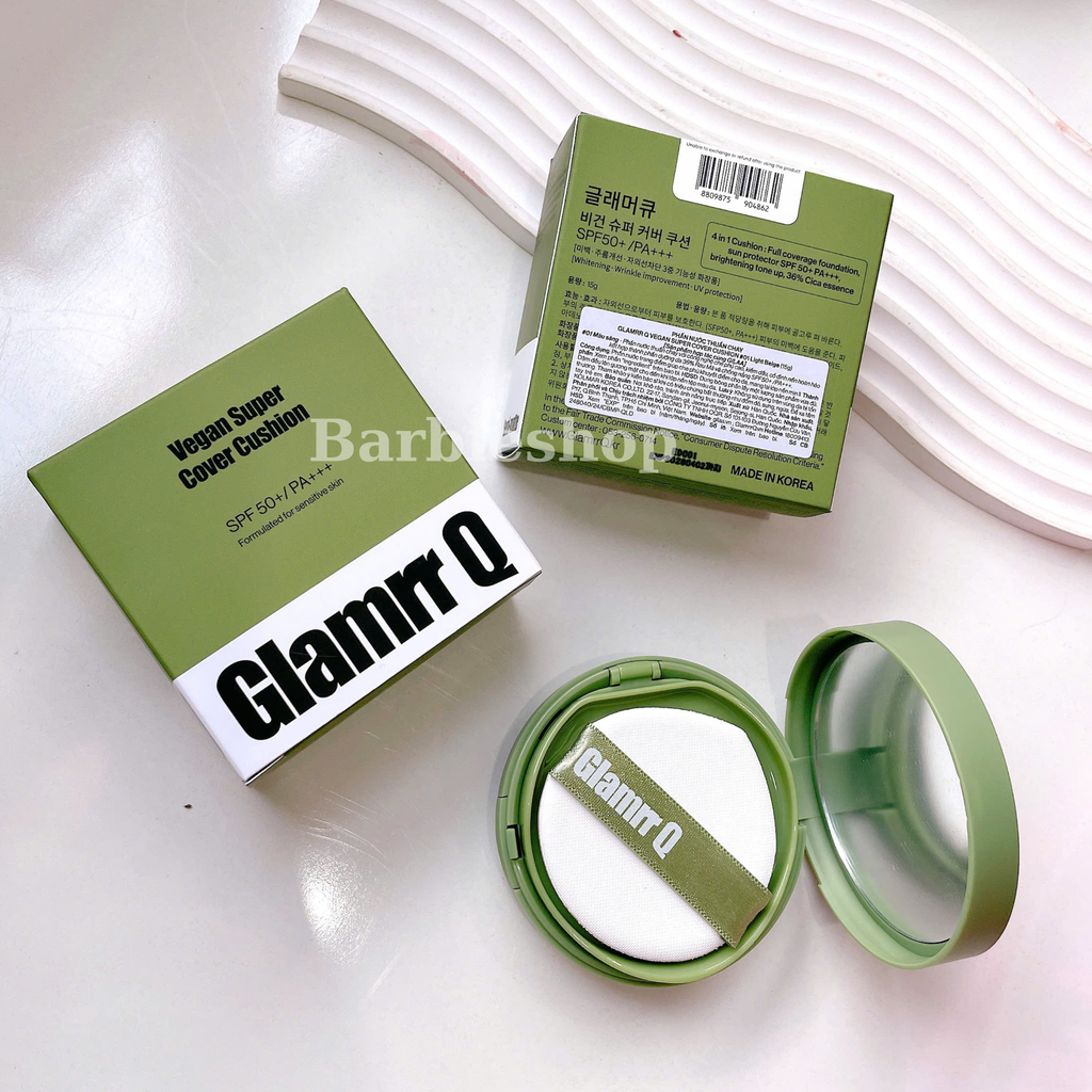Phấn Nước GLAMRR GLOW/ DD/ COVER Q Vegan Super Cover Cushion SPF50+/PA+++