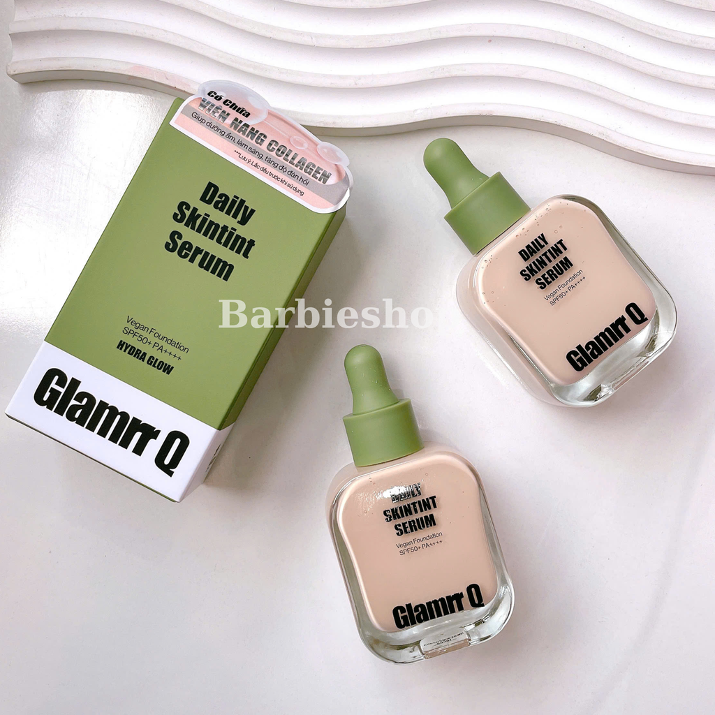 Kem Nền Serum Căng Bóng Glamrr Q Daily SkinTint Serum Vegan Foundation SPF50+/PA++++