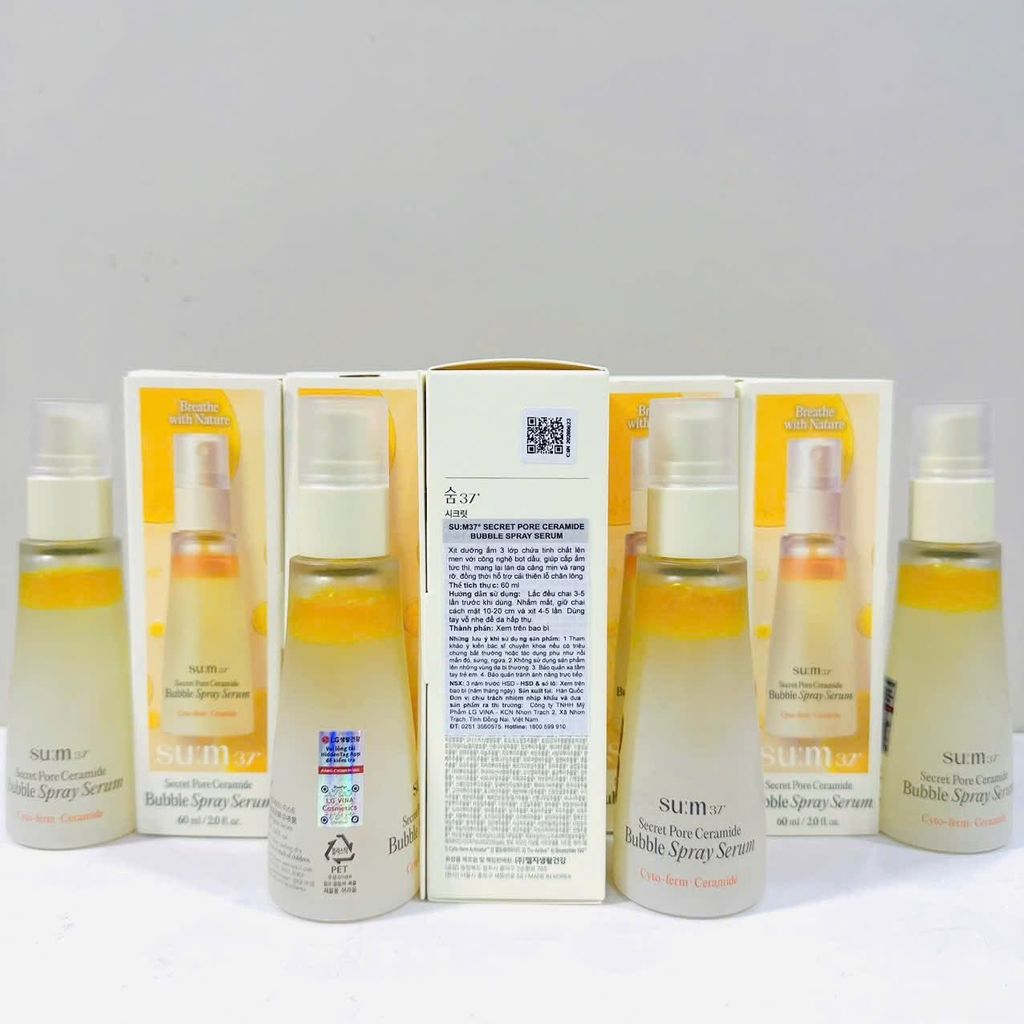 Xịt Khoáng Nước Thần Sum37° Secret Pore Ceramide Bubble Spray Serum 60ml