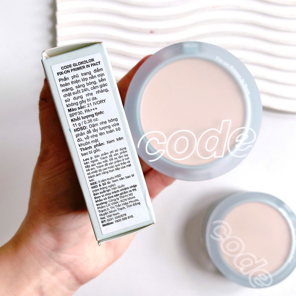 Phấn Phủ Nén Code GloKolor Oil Cut Pact 8g / Fix-On Primer In Pact 11g