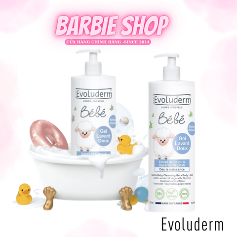 Gel Tắm Gội Cho Bé Evoluderm Chiết Xuất Cotton 500ml