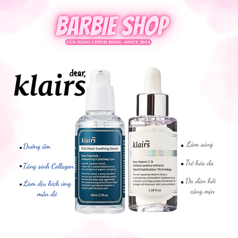 Serum Dưỡng Ẩm Trắng Da Klairs Rich Moist Soothing / Freshly Jucied Vitamin Drop 35ml - 80ml