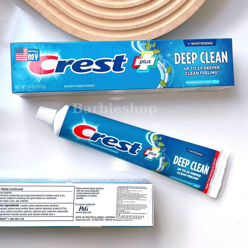 Kem Đánh Răng Trắng Răng Hiệu Quả CREST 3D White Advanced Triple Whitening & Ultra Vivid Mint 135G 147G 153G