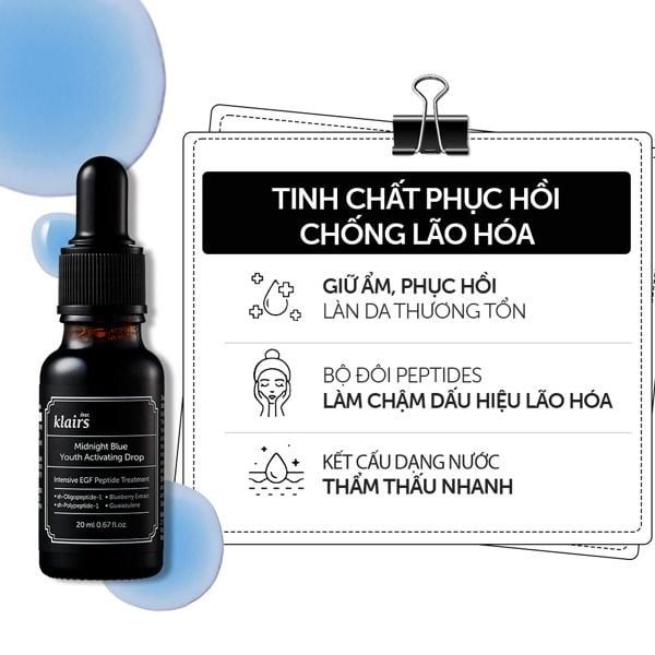 Serum Dưỡng Ẩm Trắng Da Klairs Rich Moist Soothing / Freshly Jucied Vitamin Drop / Midnight Blue