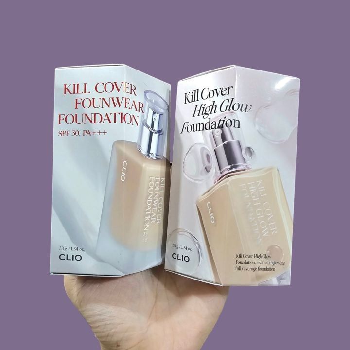 Kem Nền Clio Kill Cover Founwear / HIGH Glow Foundation SPF30 38g / Clio The Original 35ml