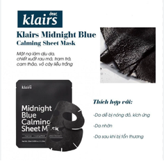 Mặt Nạ Klairs Rich Moist Soothing Tencel / Midnight Blue Calming Sheet Mask 25ml