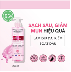 Gel rửa mặt Evoluderm Anti Imperfections Purifying Cleansing Gel Pink Grapefruit ZinC & Calendula 250ml