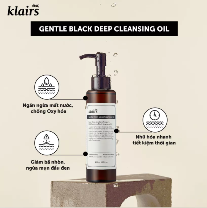 Dầu Tẩy Trang Và Dưỡng Ẩm Klairs Gentle Black Deep Cleansing Oil 150ml