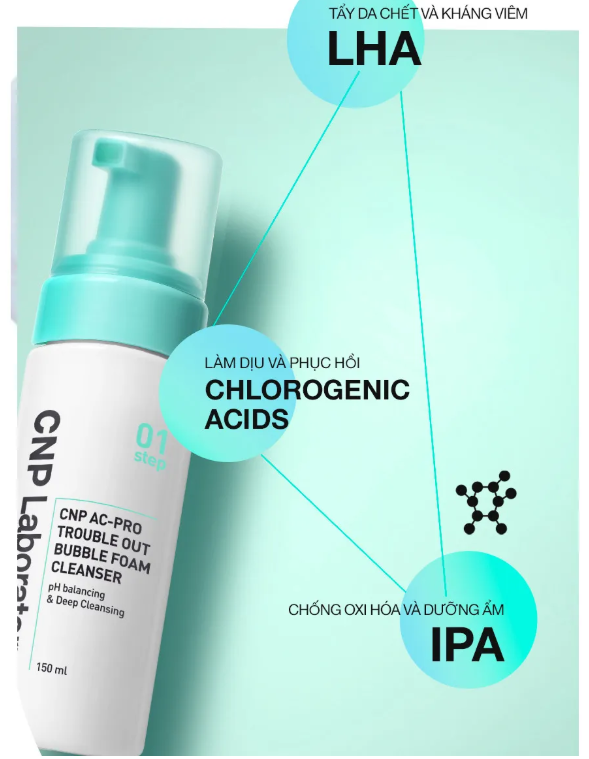 [TEM LG] Sữa Rửa Mặt CNP Ac-Pro Bubble Foam Cleanser 150ml Cho Da Mụn Nhạy Cảm Làm Sạch Sâu Bã Nhờn
