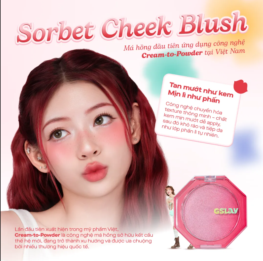 Phấn Má Hồng Thuần Chay GSLAY Sorbet Cheek Blush 5g