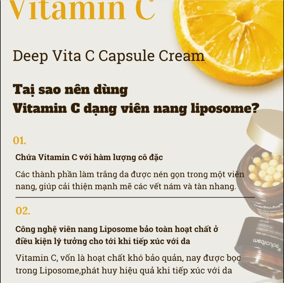 Kem Dưỡng Viên Nang Mờ Thâm, Sáng Da Medicube Deep Vita C Capsule Cream 55g