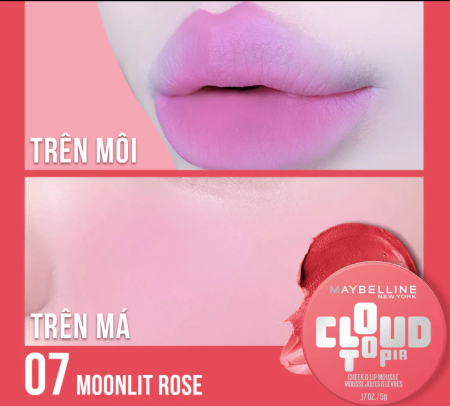 Má Hồng & Son Maybelline Cloudtopia Cheek & Lip Mousse 5g