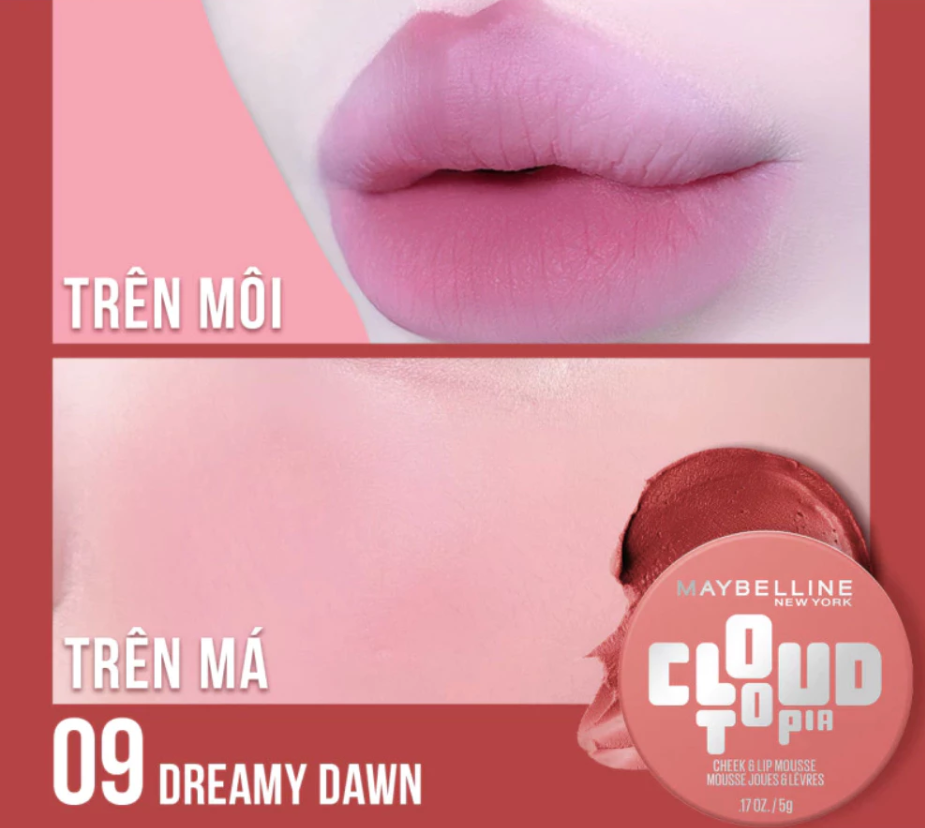 Má Hồng & Son Maybelline Cloudtopia Cheek & Lip Mousse 5g