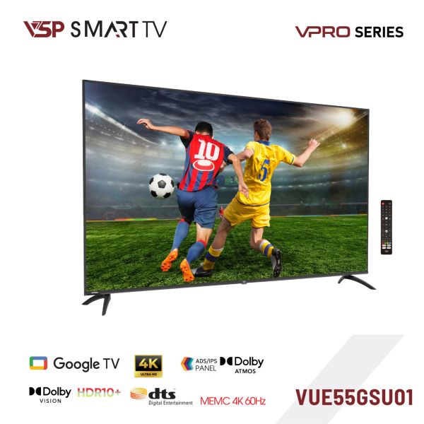  VSP Smart TV VUE55GSU01 55″ 4K UHD – Google TV, Hình Ảnh Sắc Nét 