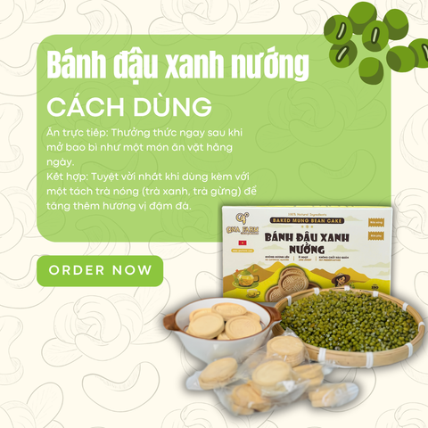  Bánh Đậu Xanh Nướng QNA Farm - Hộp 150 gram 