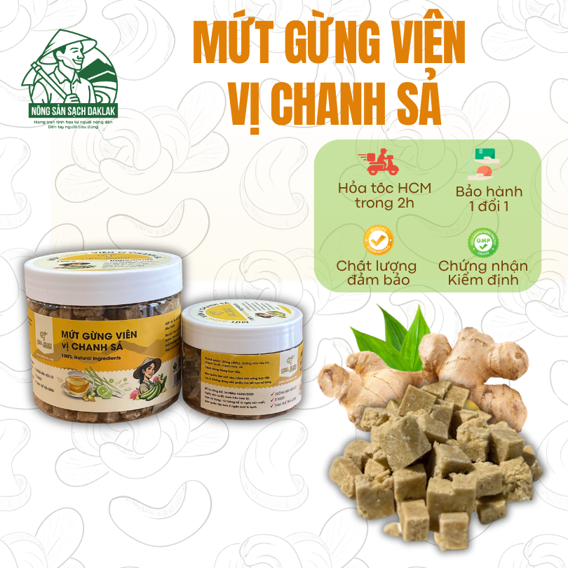  Mứt Gừng Viên Vị Chanh Sả QNA Farm Đặc sản Ocop 3 tỉnh Quảng Ngãi 