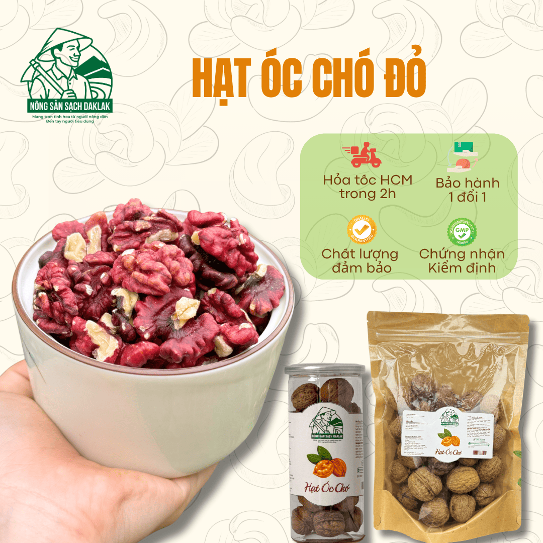  Hạt óc chó đỏ dinh dưỡng nhập khẩu - Nông sản sạch Daklak 