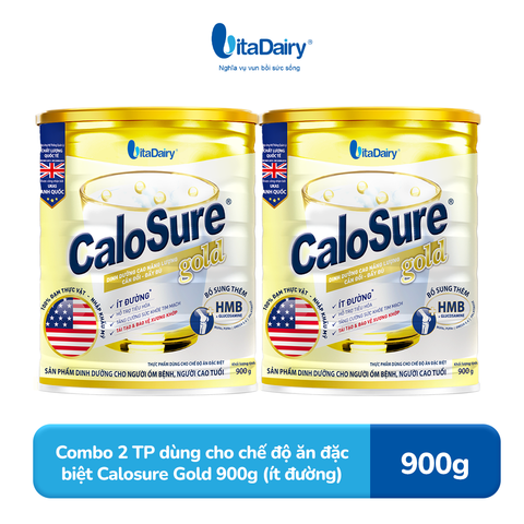  Combo 2 Sữa bột dùng cho chế độ ăn đặc biệt Calosure Gold 900g (ít đường) - Vitadairy 