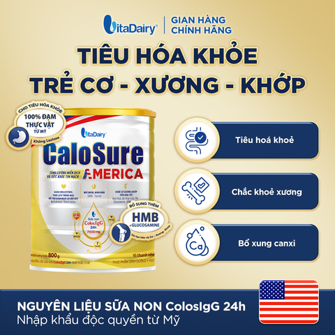  [COMBO 2 LON] Sữa bột CaloSure America vị thanh nhẹ 800g - Bổ sung năng lượng, giúp tiêu hoá khoẻ, hỗ trợ xương khớp khoẻ 