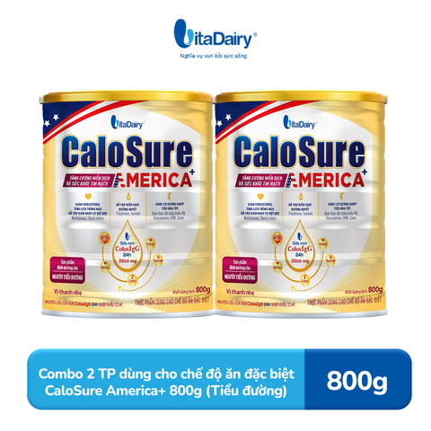  Combo 2 Sữa bột CaloSure America+ 800g (Tiểu đường) - VitaDairy 
