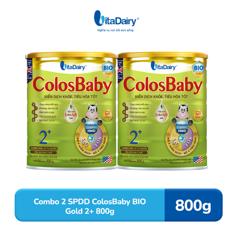  [COMBO 2 LON] Sữa bột Colobaby Bio Gold 2+ 800g có chứa sữa non, hỗ trợ hệ tiêu hóa khỏe mạnh - VitaDairy 
