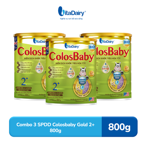  Combo 3 Sữa bột Colobaby Bio Gold 2+ 800g có chứa sữa non hỗ trợ cải thiện hệ tiêu hóa khỏe mạnh - VitaDairy 