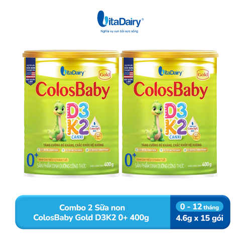  Combo 2 SPDD công thức Colosbaby Gold D3K2 0+ 400g 