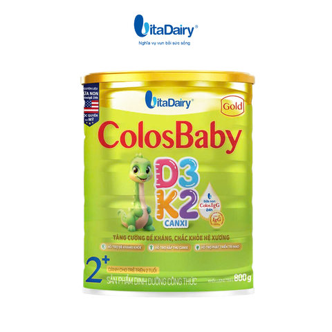  Combo 2 Sữa bột Colosbaby Gold D3K2 2+ 800g, có chứa sữa non, bổ sung canxi hỗ trợ phát triển tầm vóc - VitaDairy 
