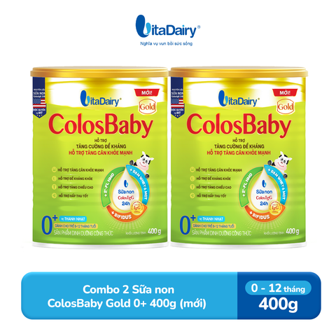  Combo 2 SPDD công thức ColosBaby Gold 0+ 400g (Cải tiến) - VitaDairy 