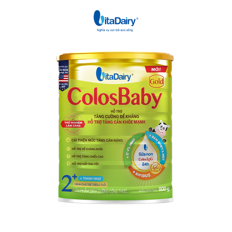  Combo 2 Sữa bột ColosBaby Gold 2+ 800g (Cải tiến), vị thanh nhạt, hỗ trợ cải thiện cân nặng, hỗ trợ quá trình lớn khôn khỏe mạnh cho bé 