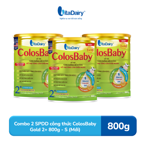  Combo 3 Sữa bột công thức ColosBaby Gold 2+ 800g (Cải tiến), vị thanh nhạt, hỗ trợ cải thiện cân nặng, hỗ trợ quá trình lớn khôn khỏe mạnh cho bé 