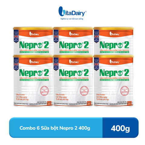  Combo 6 Sữa bột Nepro 2 400g, bổ sung dinh dưỡng cân đối với mức đạm hợp lý - VitaDairy 