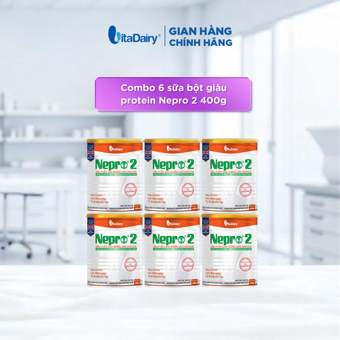  Combo 6 Sữa bột Nepro 2 400g, bổ sung dinh dưỡng cân đối với mức đạm hợp lý - VitaDairy 